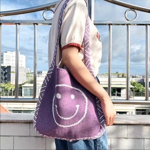 Handbags - #52 New!! Bohemian Aztec Strap Smiley Face Woven Bag